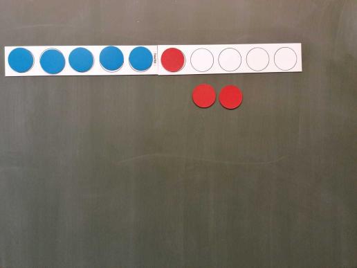 Die Rechenoperationen "plus" und "minus" werden handelnd erarbeitet. Dabei helfen den Kindern magnetische Wendeplättchen, die jedem einzelnen zur Verfügung stehen.